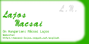 lajos macsai business card